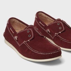 John Varvatos * USA Maroon Suede Laceless Boat Shoes sz 8M
